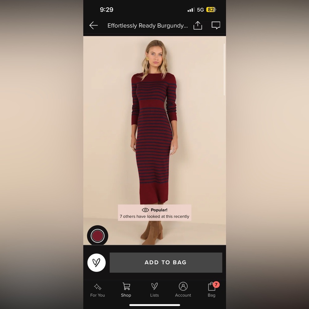 Lulu's Burgundy Striped Dress
